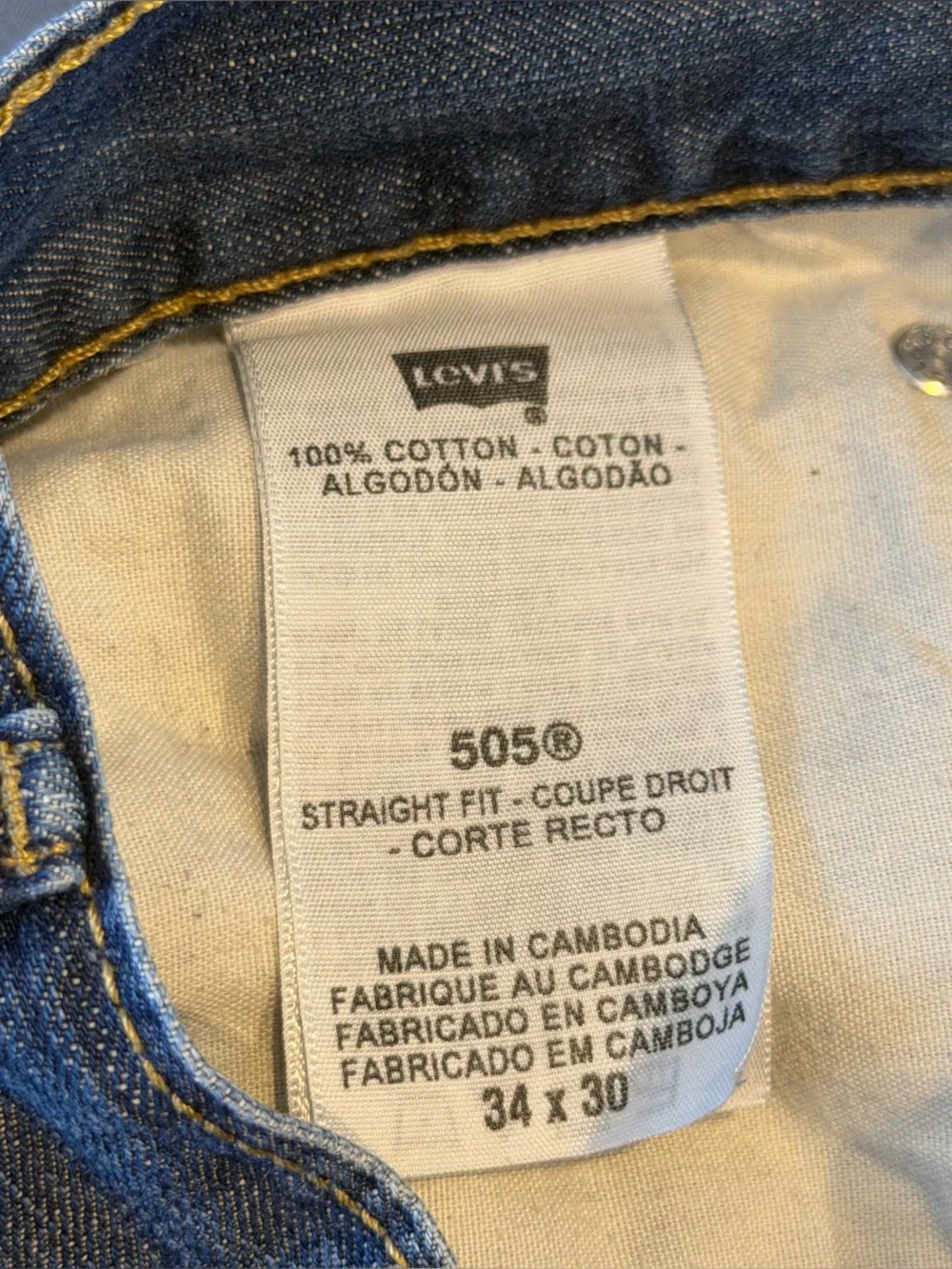 vintage Levi's 505 Straight Leg Jeans Men's 34x30 Blue denim fade Y2K